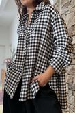 Zeta Otto Brushed Cotton Plaid Shirt Black Ecru